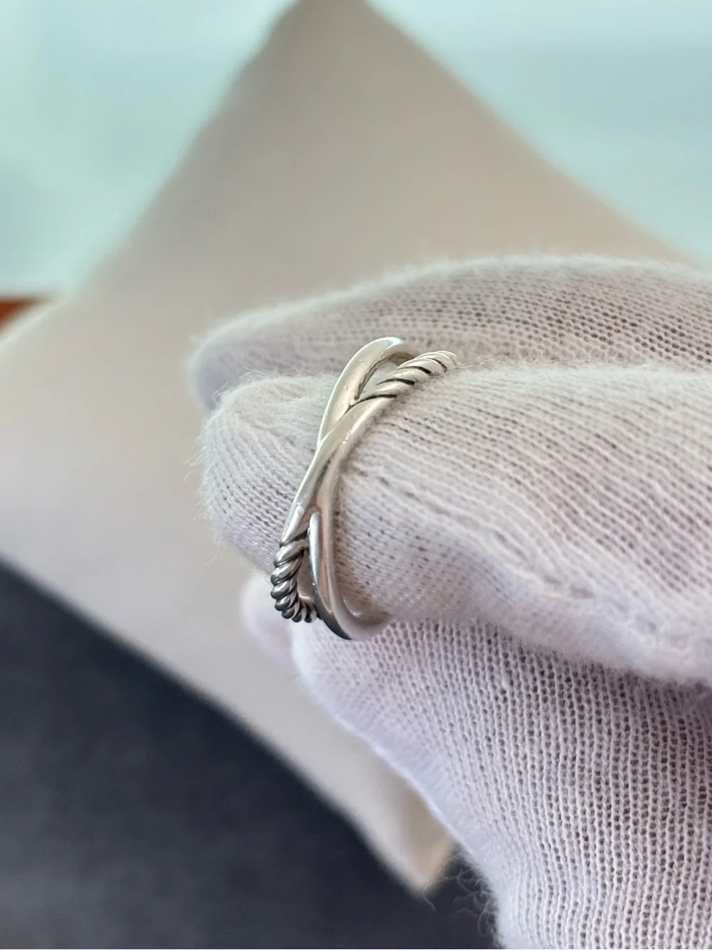 David Yurman Cable Wrap Ring with Black Onyx & Diamonds 7